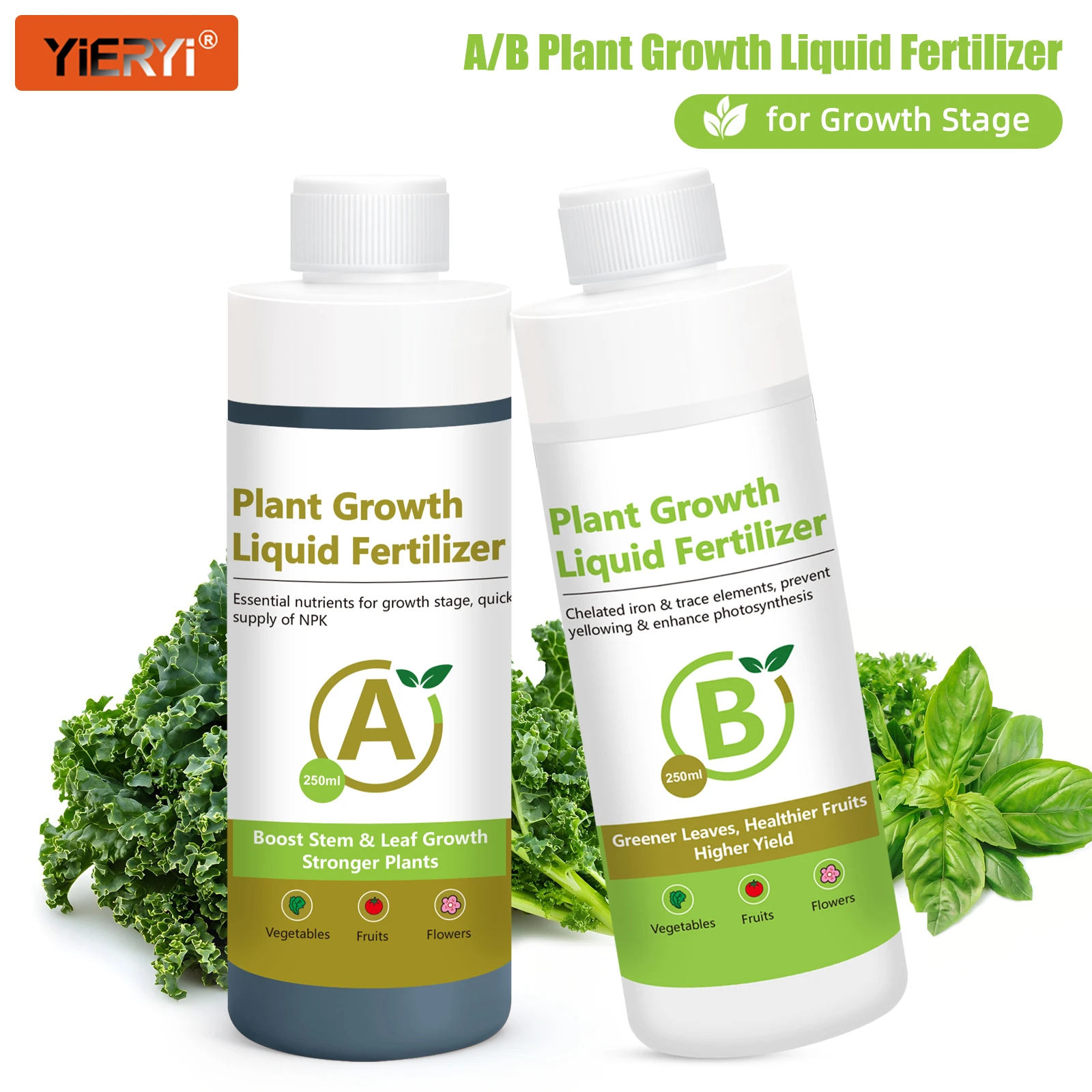Hydroponic Nutrient Solution A B Plant Growth Liquid Fertilizer for Vegetative Stage Hydroponic Plant Food for Faster Growth