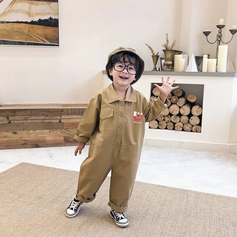 2022 Spring Kids Jumpsuits Children Loose Long Sleeve Overalls Fashion Korean Baby Girl Clothes Trousers Autumn Child Boys Pants