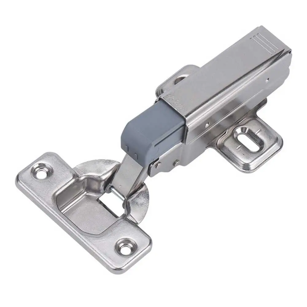 Stainless Steel Straight Arm Full Overlay Hinge Buffer hinge for Doors Nickel Finish Automatically Adjustable Buffer damper