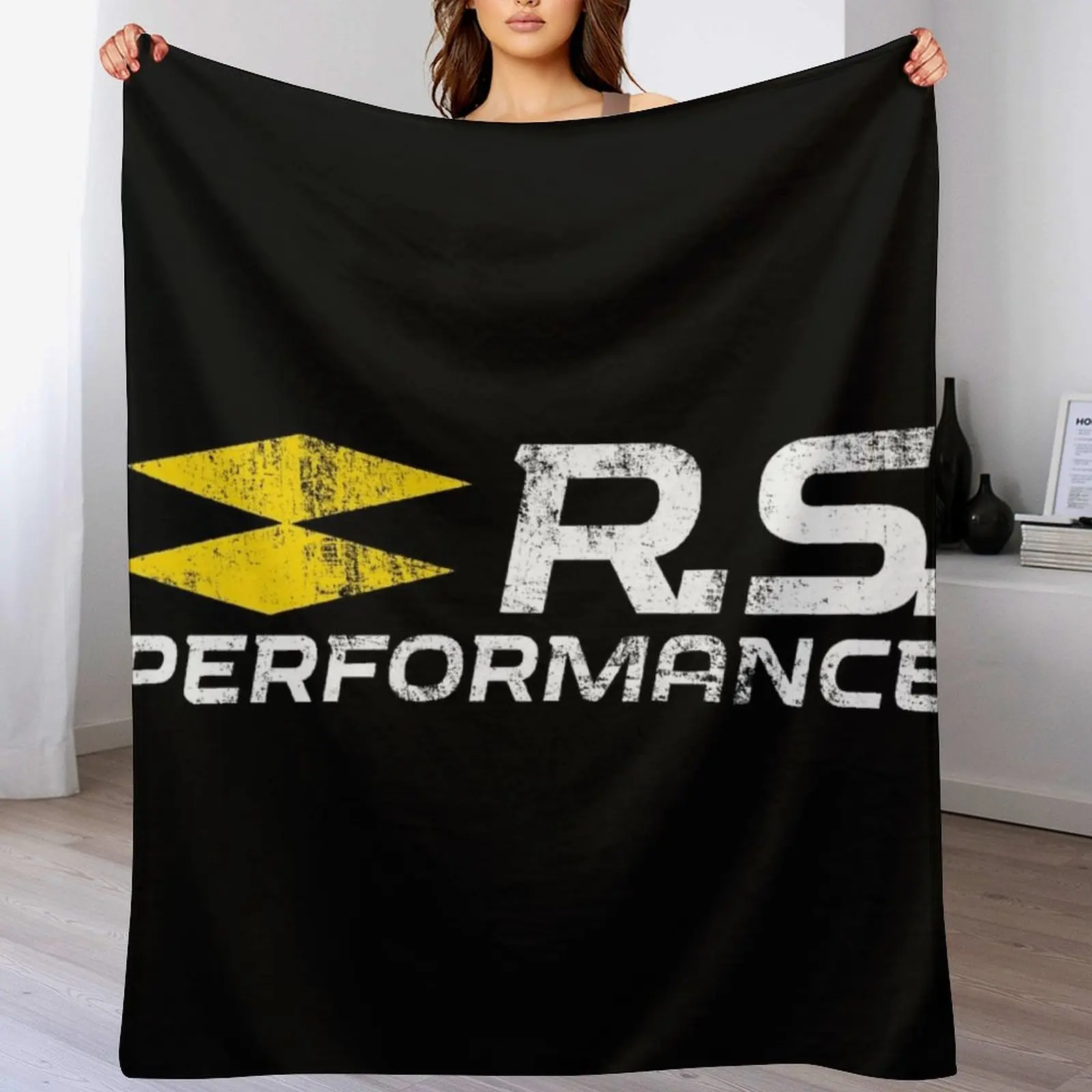 

RS PERFORMANCE LOGO (YELLOW-WHITE) Throw Blanket Sleeping Bag Flannels Soft Big Heavy Blankets