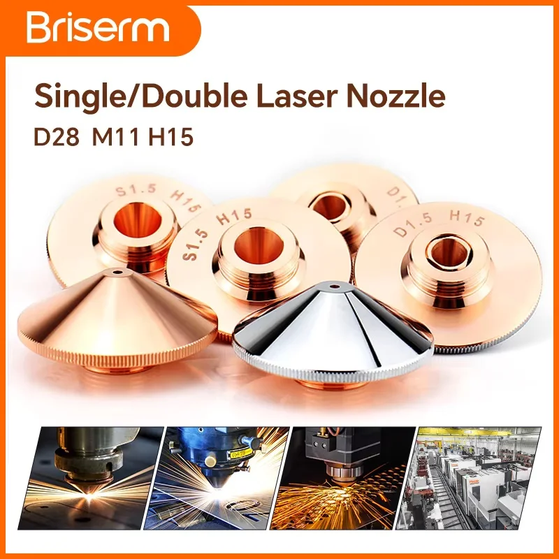 Raytools Laser Nozzle D28 M11 D32 M14 Single Double Chromed Fiber Laser Head Nozzle Caliber 0.8-6.0mm Laser Cutting Nozzles