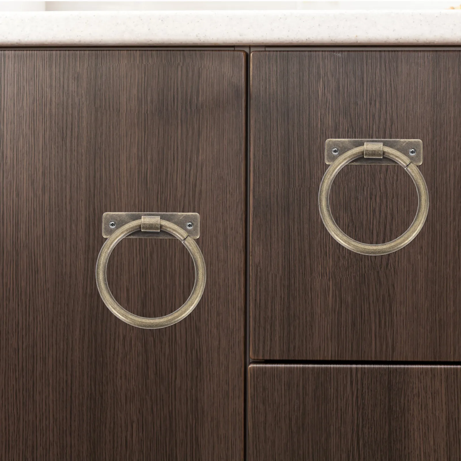 10Pcs Cabinet Door Ring Pull Handles Minimalist Metal Circular Matte Finish Smooth Grip Replacement Drawer Pulls for Kitchen