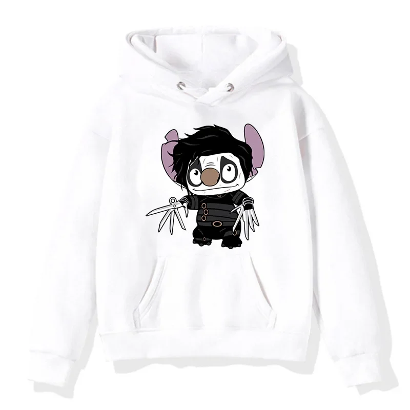 Loose Pattern Disney Male Sweatshirts Pocket Halloween Stitch Cartoon Cute Print Clothing Cozy Daily Men Hoodies Autumn Winter