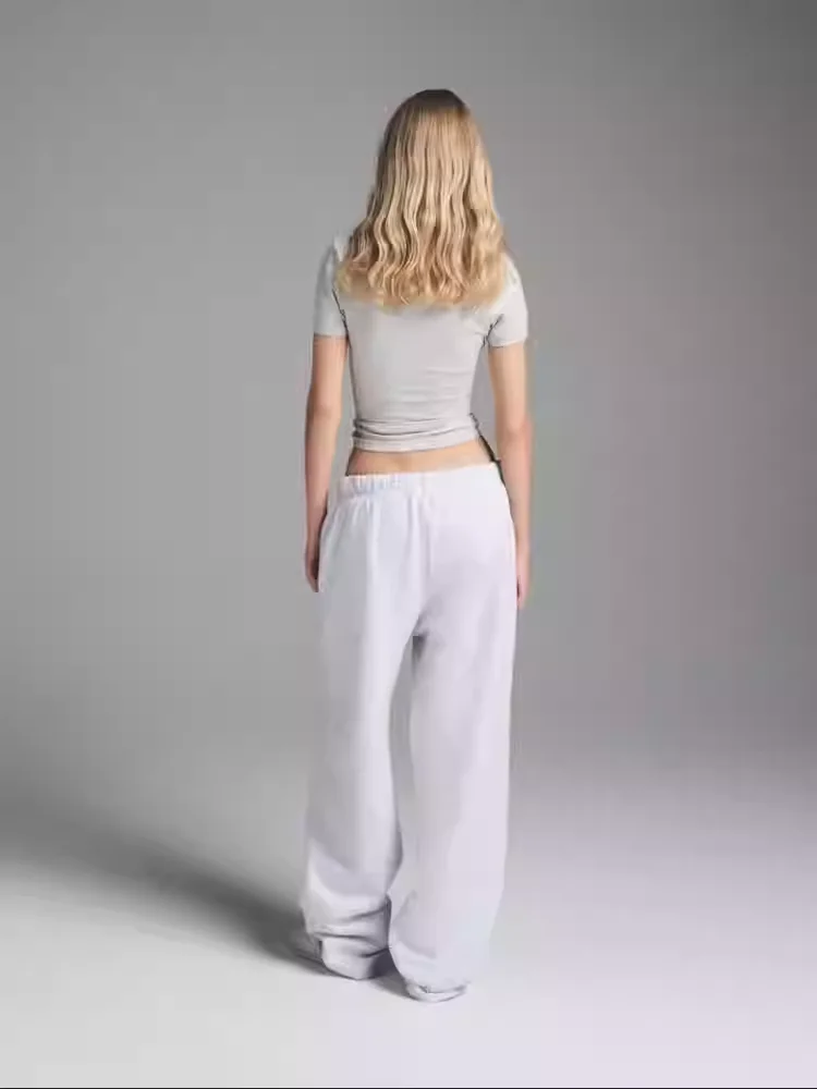 KA Dashun Pure Cotton Fleece Lightweight Oversized Straight Leg Ultra Long Sweatpants Comfortable Breathable Casual Trousers