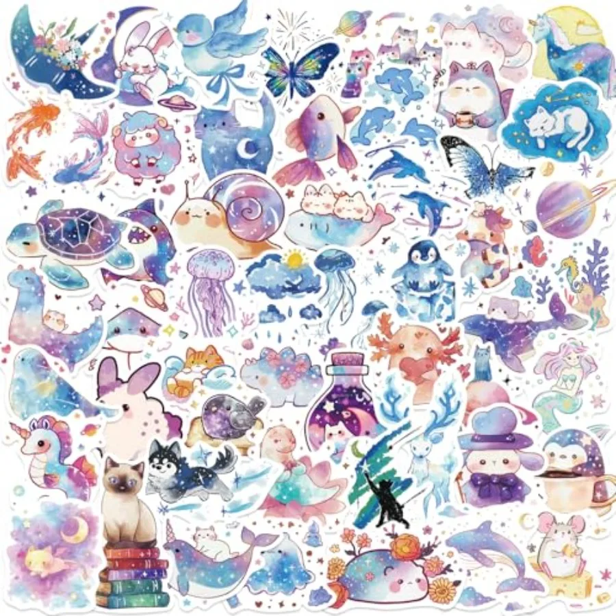 50Pcs Fantasy Anime Stickers for Water Bottles Waterproof Graffiti Animal Stickers for Laptop Suitcase Guitar Scrapbook Kindle