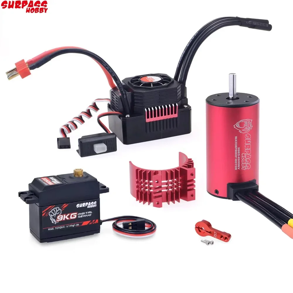 UniFly SURPASS HOBBY KK Waterproof Combo 3665 2900KV Brushless Motor + 80A ESC W/ Heat Sink + S0900M 9KG Servo For RC 1/10 Car M