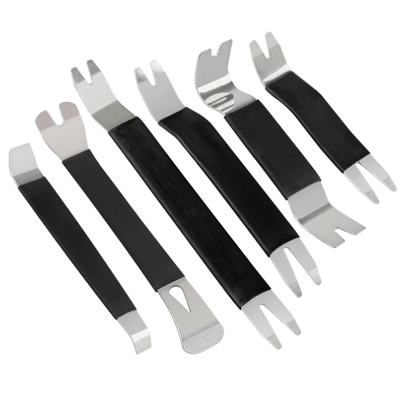 6Pcs Car Removal Tool Kits Car Door Clip Panel Trim Dash Auto Radio Metal Removal Pry Tool Automobile Interior Disassembly Tools