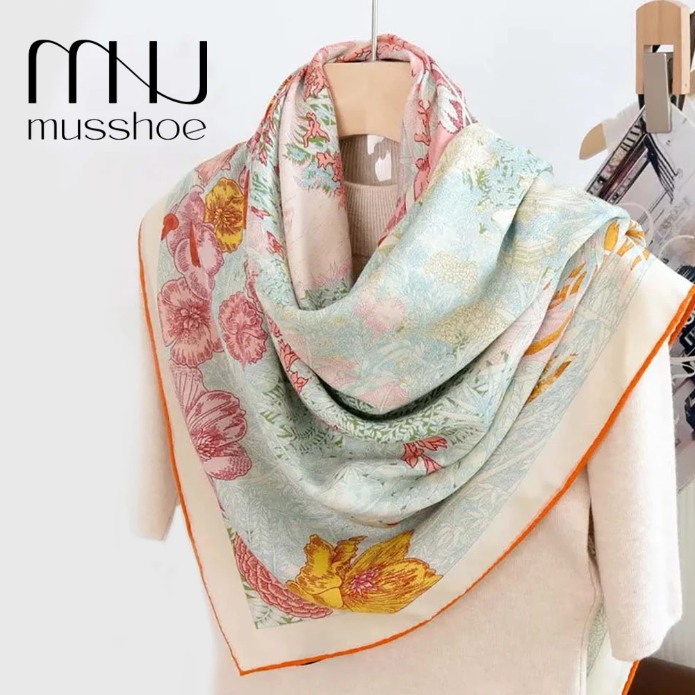 MUSSHOE Silk Scarves for Women 100% Real Mulberry Silk Head Square Scarf 89x89cm Lightweight Bandana Shawls and Wraps