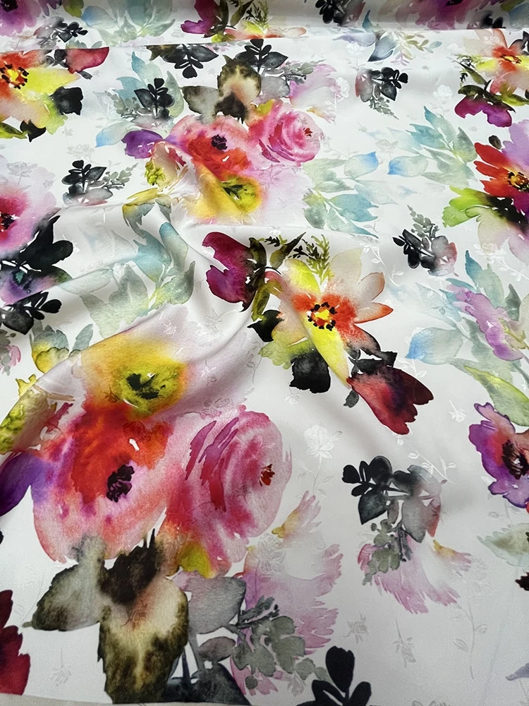 Silk Designer Fabric 19Momme Exquisite Jacquard 100% High Quality Real Clothing Cloth