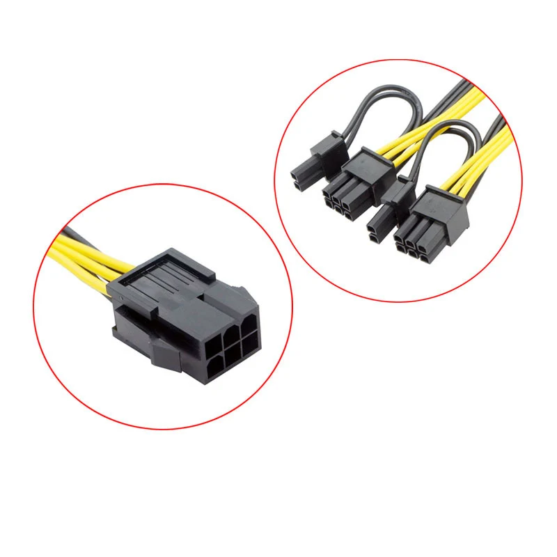 8Pin Male to Dual 6 Pin Female Cable Adapter 20cm Graphics Video Card PCI Express Power Splitter 6Pin Male to Daul 8pin Female