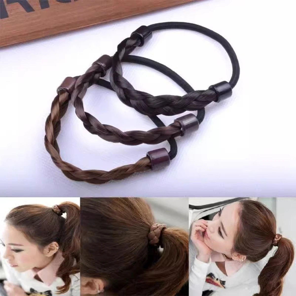 Hair Rope Rubber Band, Artificial Wig Hair Tie, Fashionable Wig Hair Ring, Straight Hair Ponytail Elastic Hair Accessory