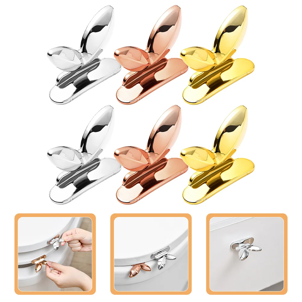 6 قطعة غطاء المرحاض رافع ارتفع الذهب الذهب الفضة الاكريليك لاصق غطاء مقعد رفع أداة للحمام فندق الاستخدام العام تجنب اللمس