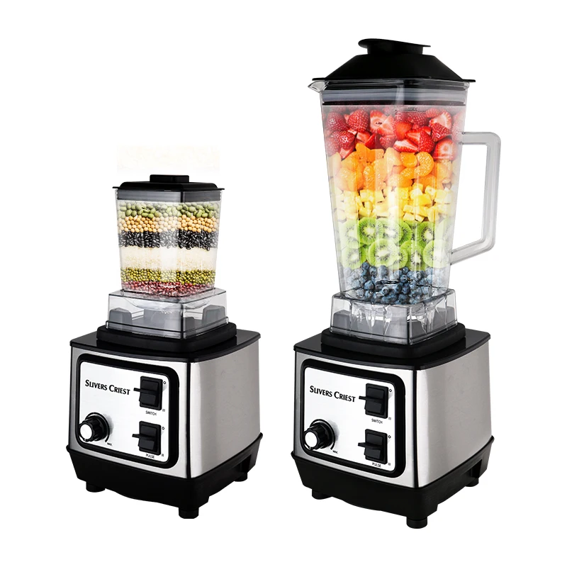 IN STOCK Professional 2 in 1 Mixeur Blender Silver Crest Commercial Kitchen Electric Smoothie Fruit Mixer Blender Food Processor