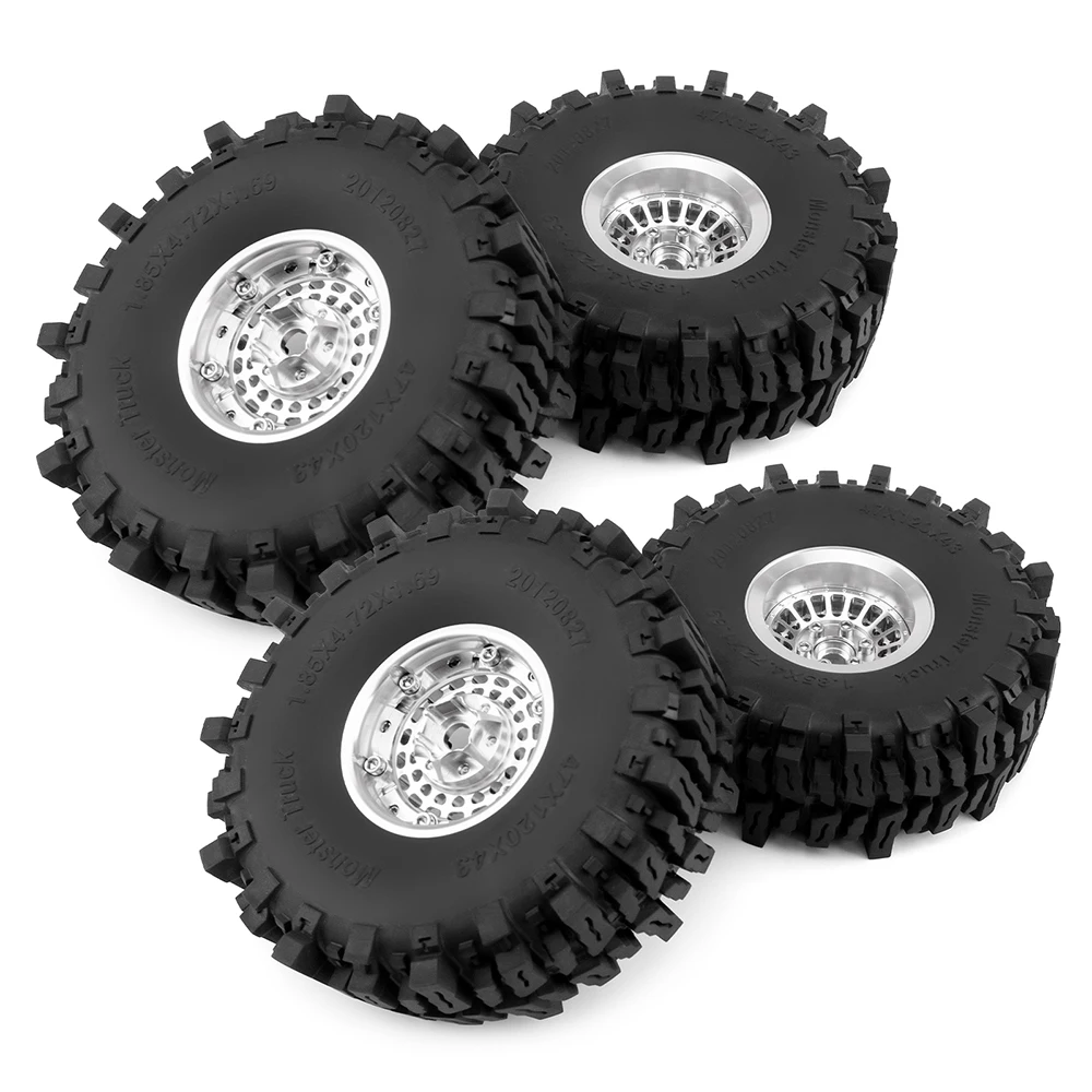 

MIBIDAO Metal 1.9inch Beadlock Wheel Rim Rubber Tire for 1/10 RC Crawler Car Axial SCX10 TRX4 Upgrade Parts