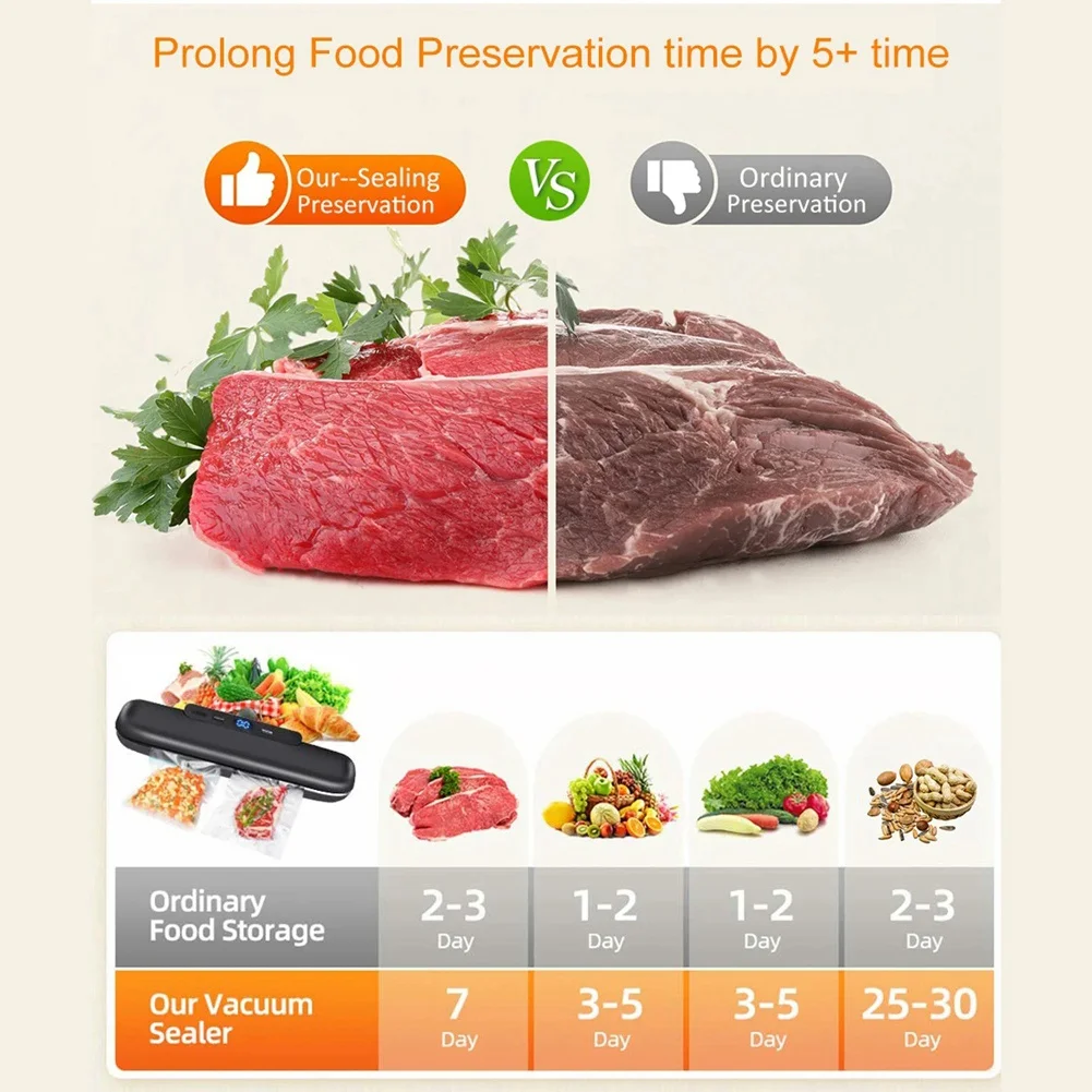 Vacuum Sealer for Food Vacuum Packaging Machine with Bag Automatic Household Food Vacuum Sealing Including EU Plug-A