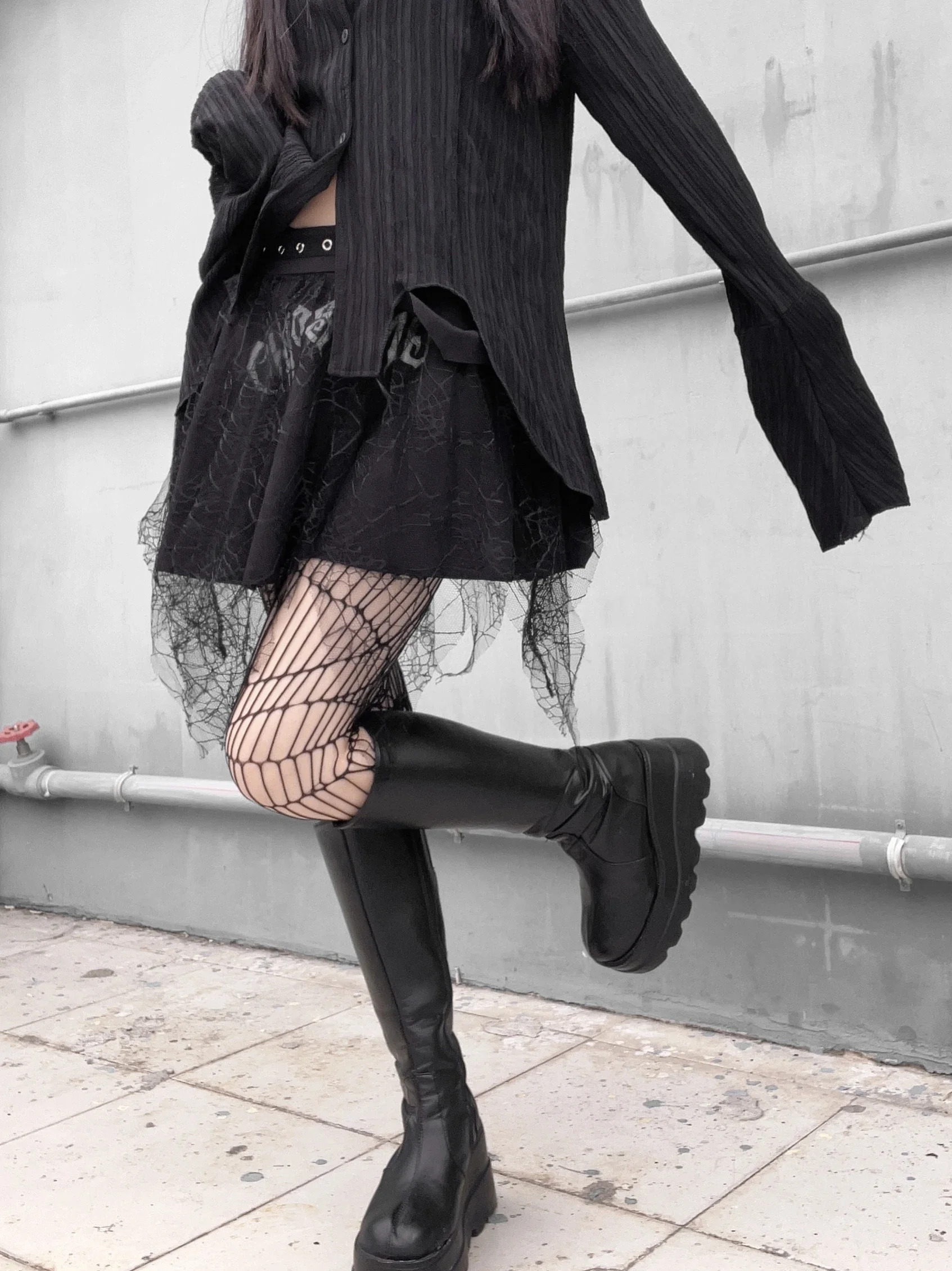 Ruibbit Summer Women Witch Japanese Harajuku Punk Rock Gothic Skirt High Waist Witch Craft Print Goth Mesh Pleated y2k Skirts