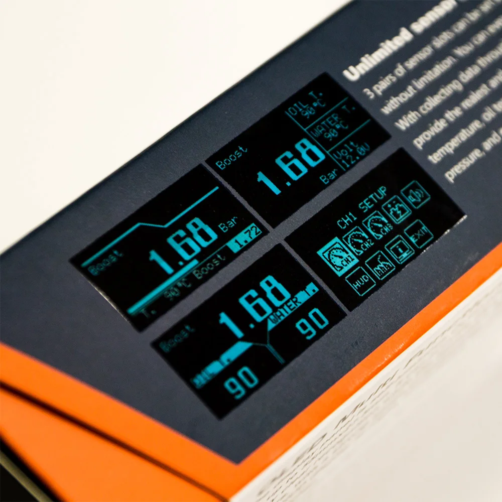 Auto Electronics Multi Function Gauge Head up Display with Water Oil Temp 300 F EGT 2200 F Oil Press Boost psi and Volt