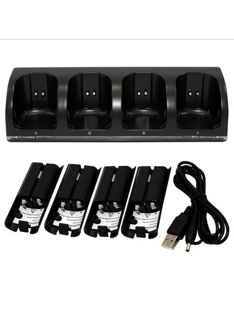 Oplaadbare Vervanging 4x Batterijen + Quad 4 Oplader Batterij Charger Kit Voor Nintendo Wii Afstandsbediening Gamepad - afbeelding 2