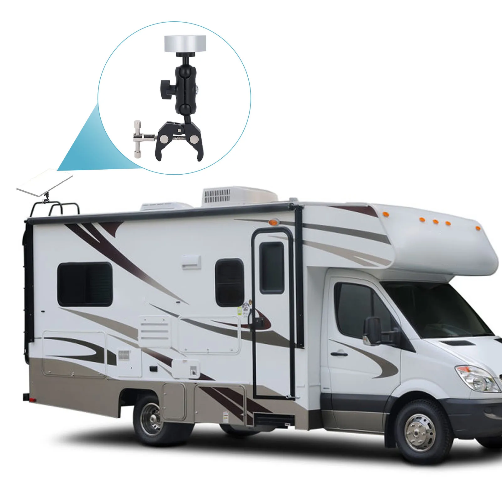 

Adjustable Clamp Mount for Mini Multifunction Pole Clamp Mount for Mini Double Ball Head Portable for Pole RV Trailer Yacht