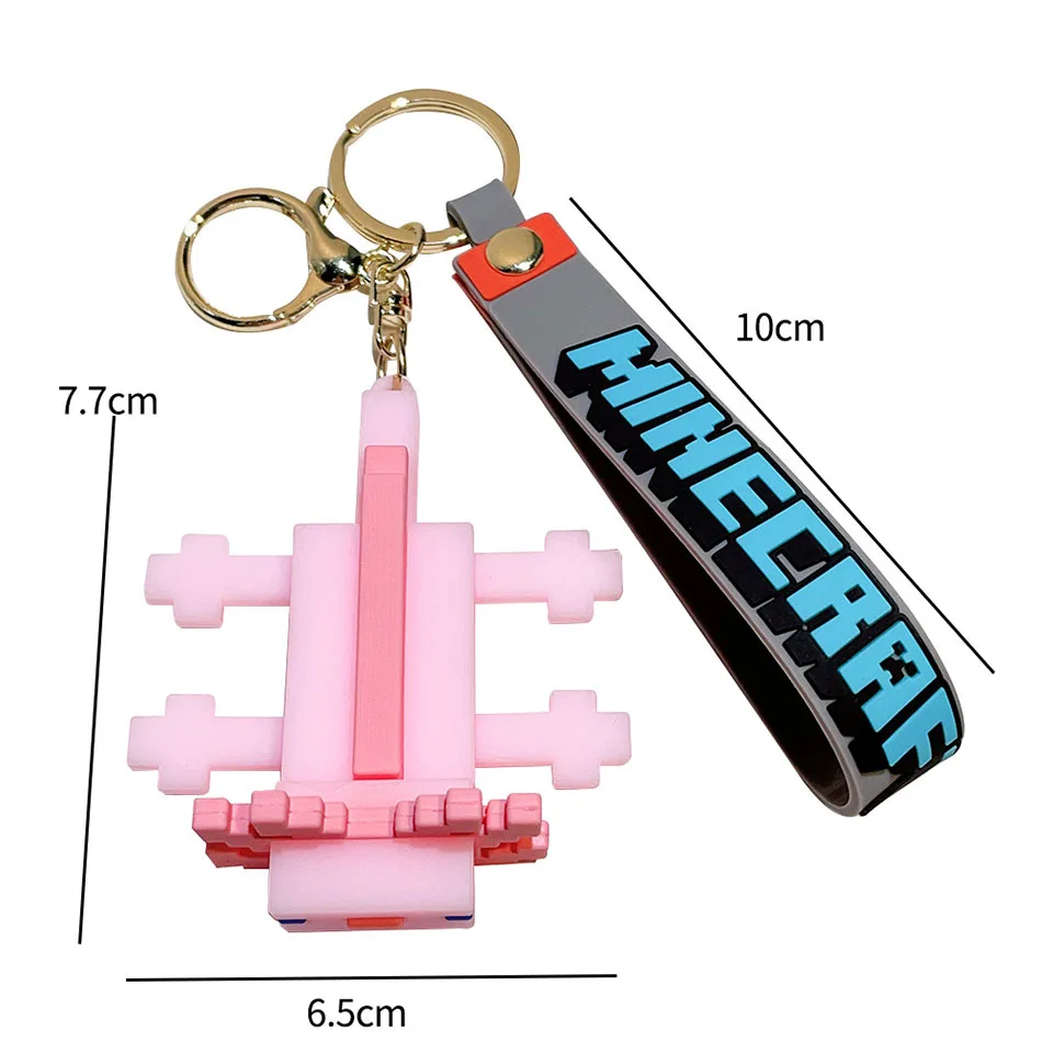 Hot Game Minecraft Figure Model Toys Pixel Keychain My World Cartoon Creeper Doll Silicone Pendant Keyring Car Backpack Key Gift