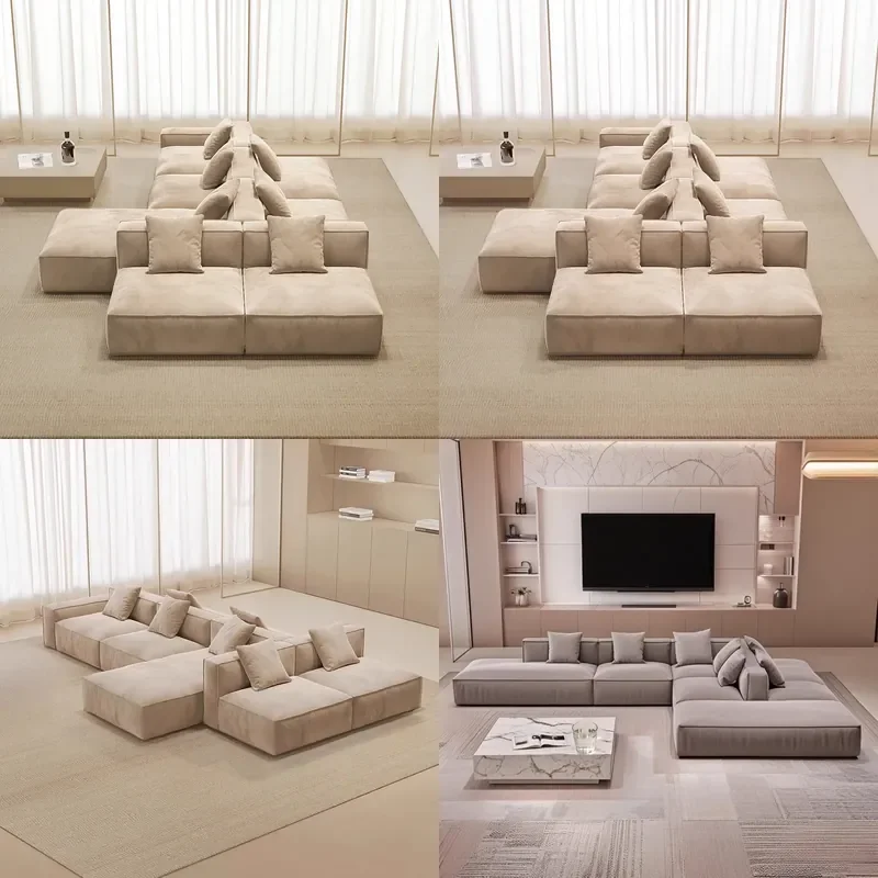  Modern Modular Island Sofa Fabric Tofu Block Italian Minimalist Double Room Back to Back Living Room Antique Villa