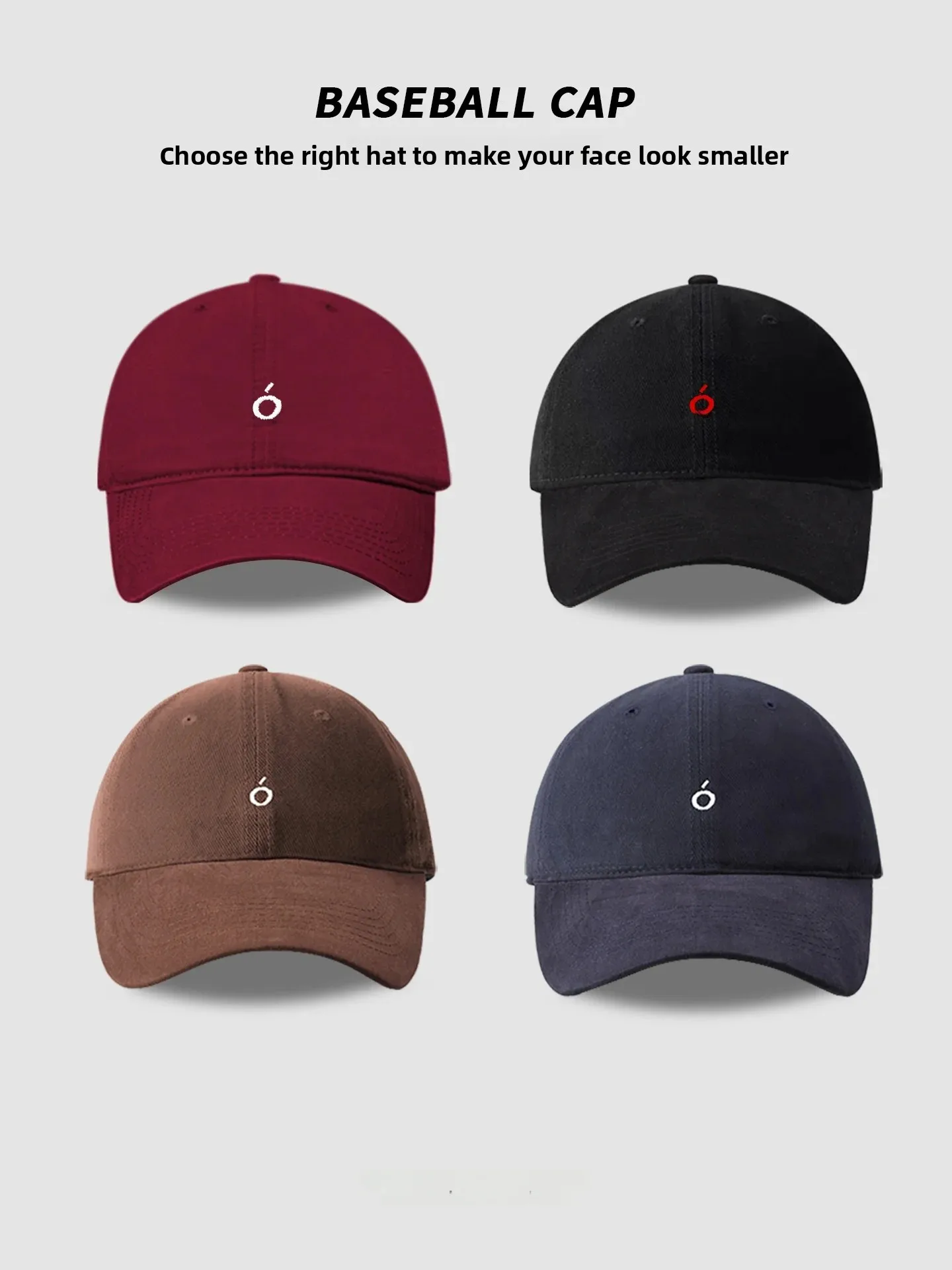 Korean Style Embroidered Simple Baseball Cap Women's Large Deep Wide Brim Hard Top Big Head Circumference Face Slimming Duckb...