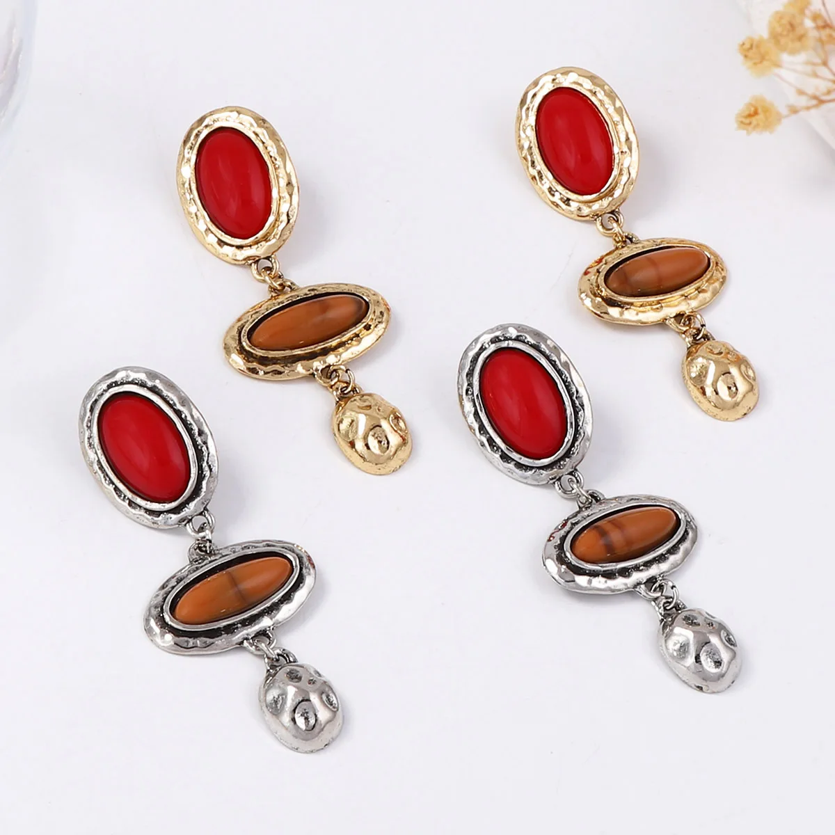 

2025 New Multi Trendy vintage alloy pendant oval split earrings for Women Fashion Jewelry Holiday Party Gifts