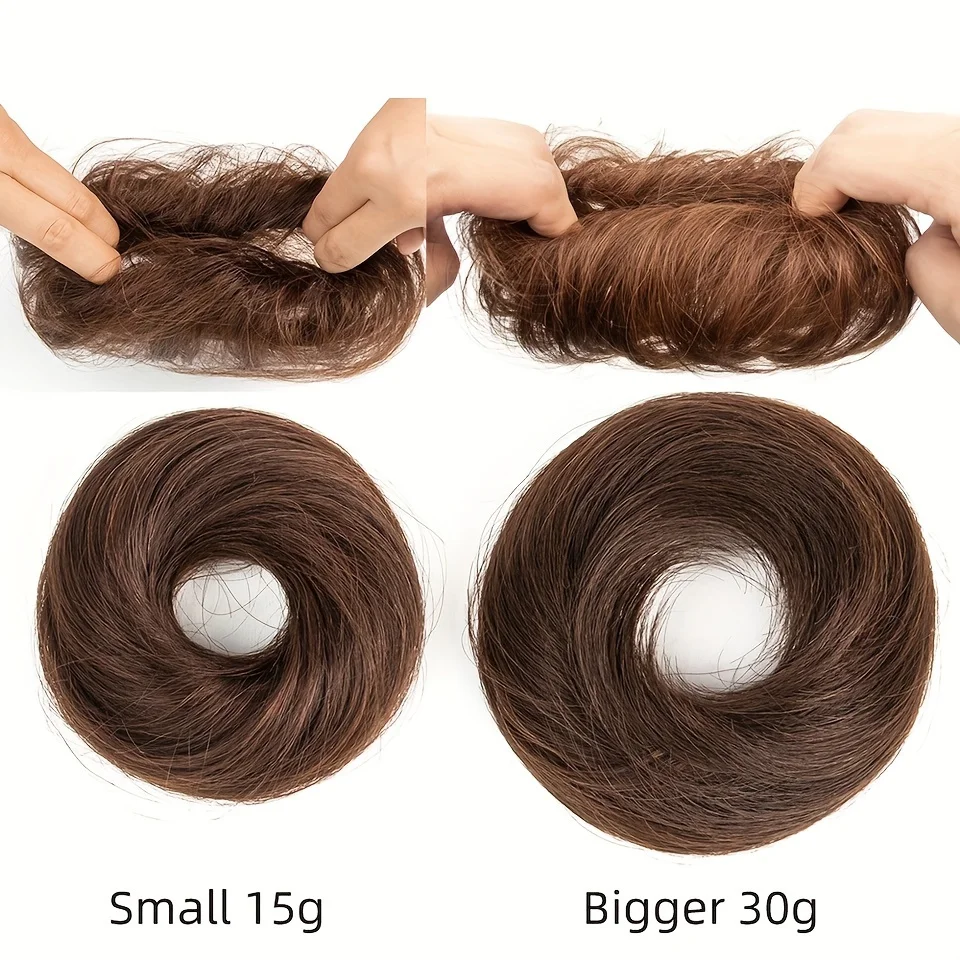 ذيل حصان كعكة شعر داكنة نمط ، كعك شعر ، قطعة شعر ذيل حصان ، وصلات شعر بشرية حقيقية ، أنيقة ، 6"