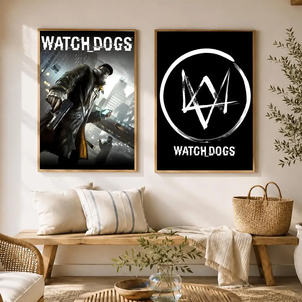 Watch Dogs Video Game Poster HD Poster Wall Art Self-Stick No-Residue for Home Cafe Office Great Gift