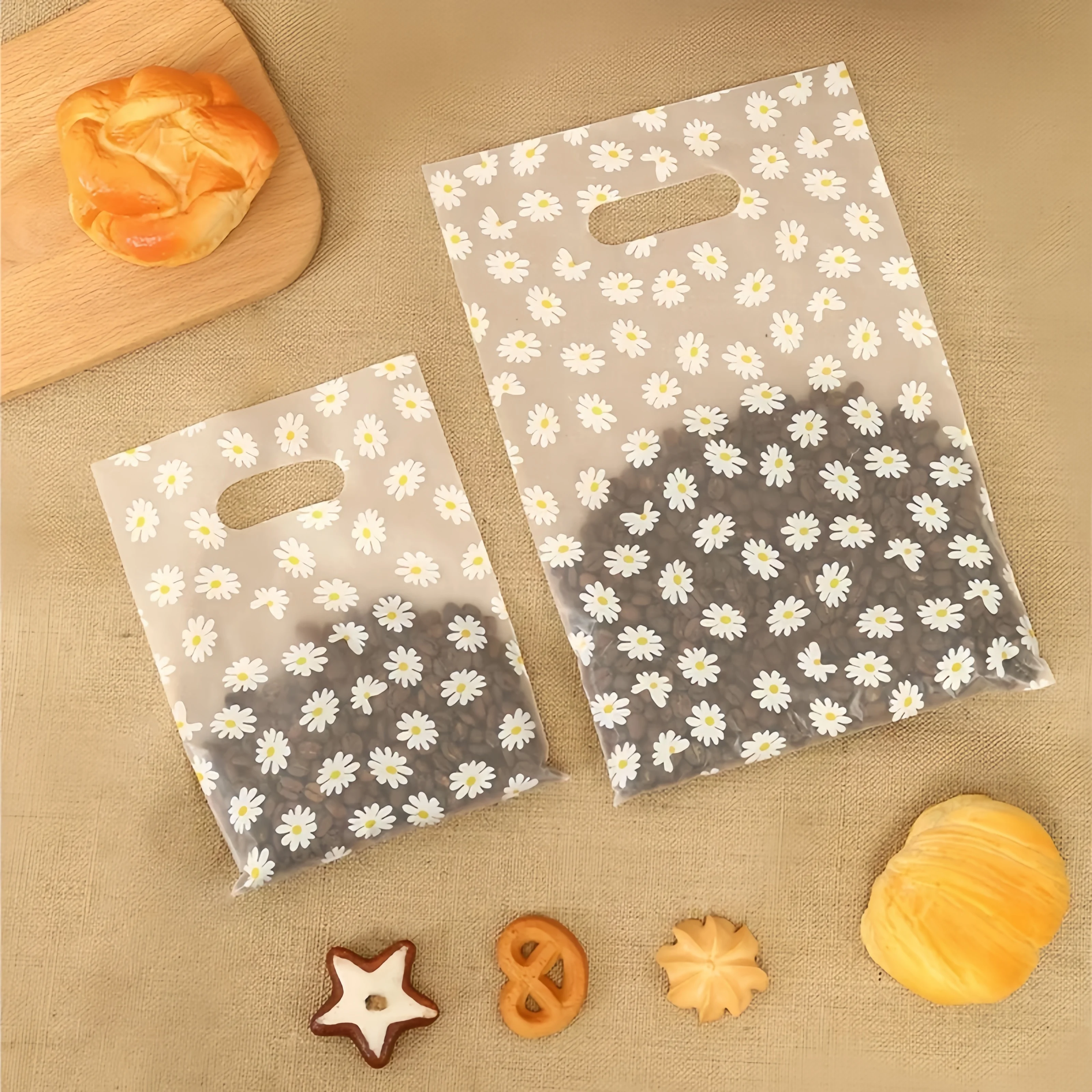 30/50/100 Stück Gänseblümchen-Geschenktüten – wiederverwendbar – ideal für Muttertag, Partys, Feste und den Einzelhandel, kleine Geschenktüten. – Detail 5