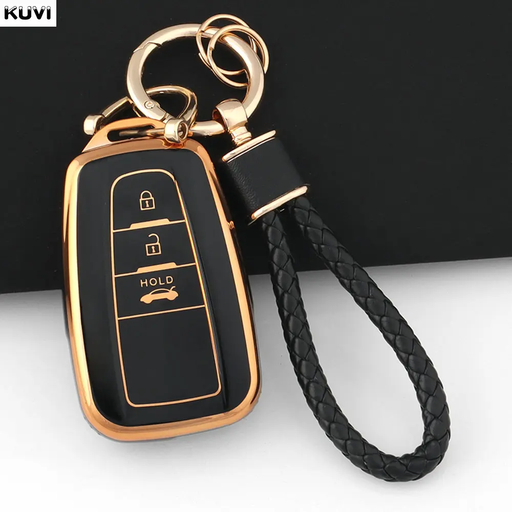 2 3 Button TPU Car Key Case Cover Shell For Toyota Prius Camry Corolla CHR C-HR RAV4 Land Cruiser Prado Fob Keychain Accessories