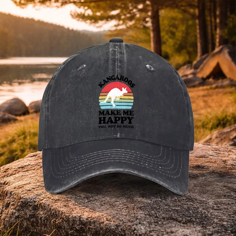 Unisex Duckbill Baseball Cap with Kangaroo Print - Adjustable Washed Cap Suitable for Golf, Casual Wear & Outdoor Activities, Li