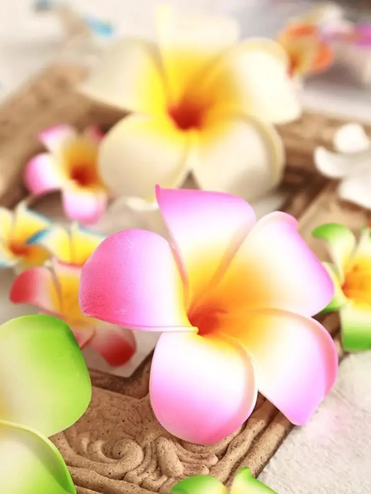 10 teile/los 4/5/6/7/8 cm Plumeria Hawaiian Schaum Frangipani Künstliche Blume Kopfschmuck Blumen hochzeit Party Dekoration – Detail 7