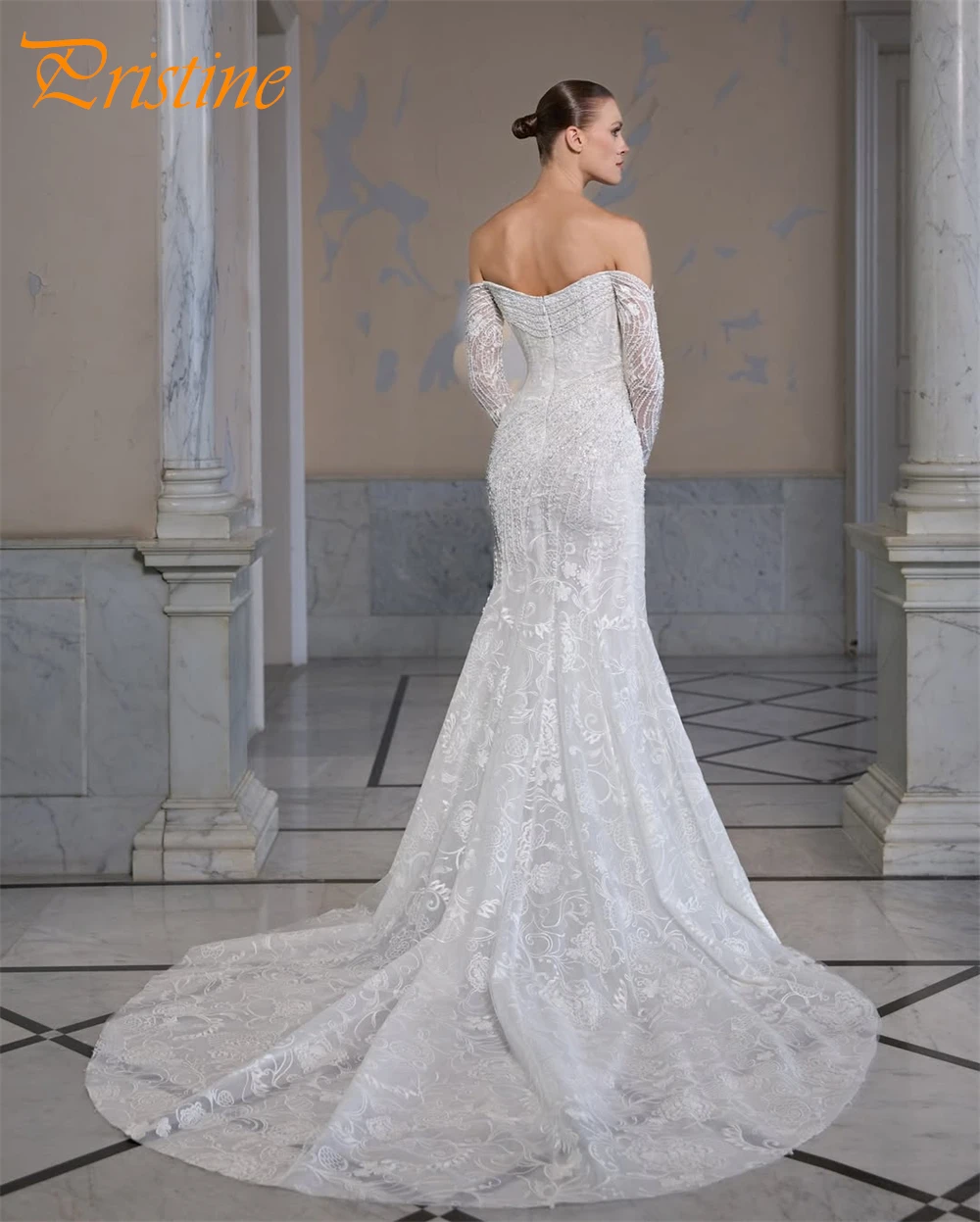 Customized Elegant White Organza Wedding Dress Soft Boat Neck Long Sleeves Bridal Gowns Sexy Mermaid Court Train Robe de mariée