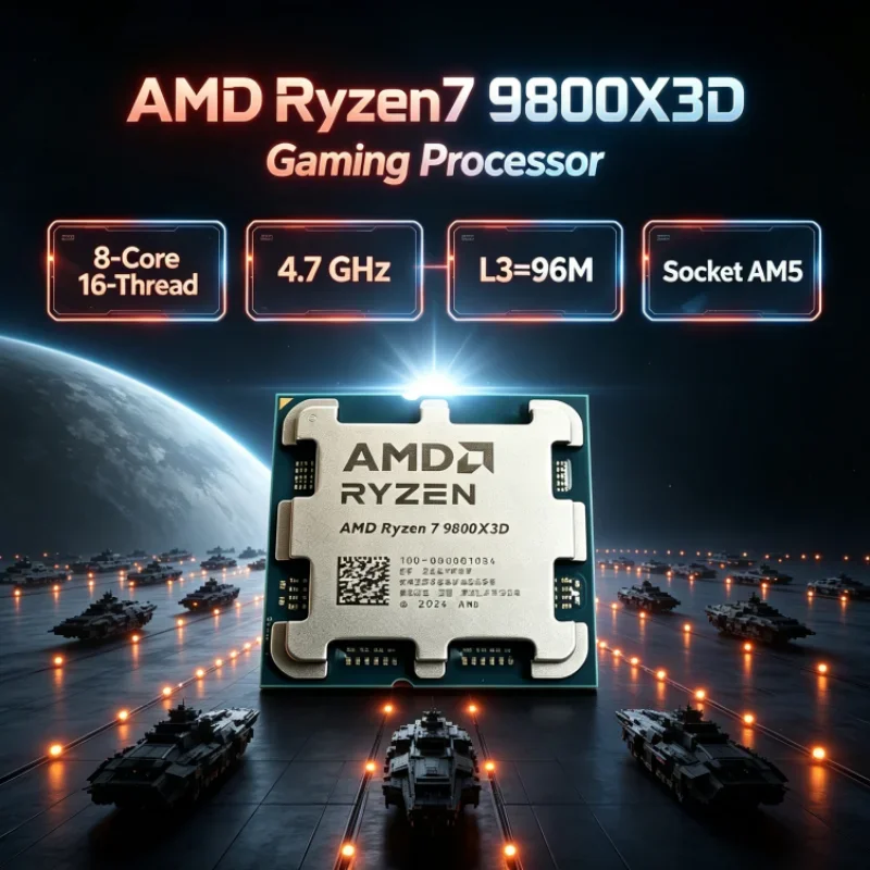AMD Ryzen 7 9800X3D 4.7GHz 120W 8-Core 16-Thread DDR5 R7 9800X3D 4NM Socket AM5 L3=96M Gaming Processor