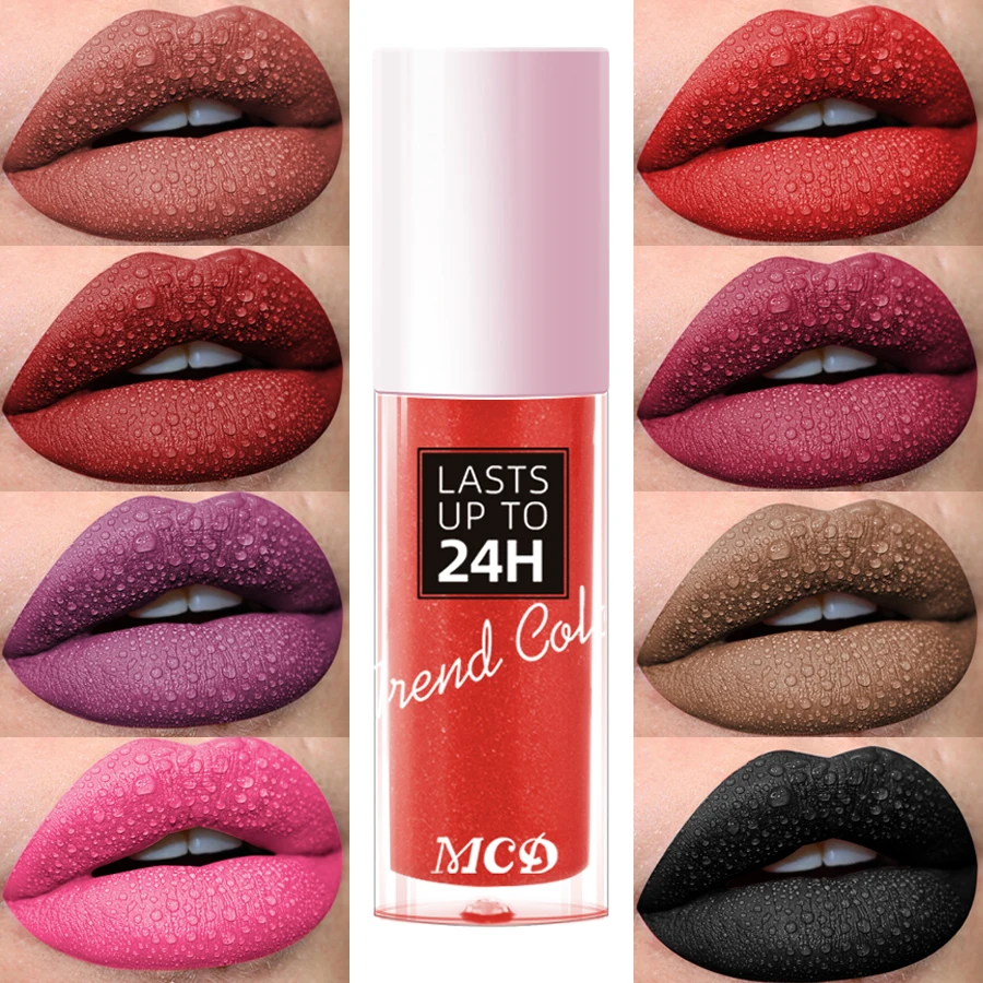 1 Stück Dunkelbrauner Matter Samt-Lipgloss Wasserfester Flüssiger Lippenstift 22 Farben Koreanisches Make-up für Lippentönung Lip Glaze Kosmetik