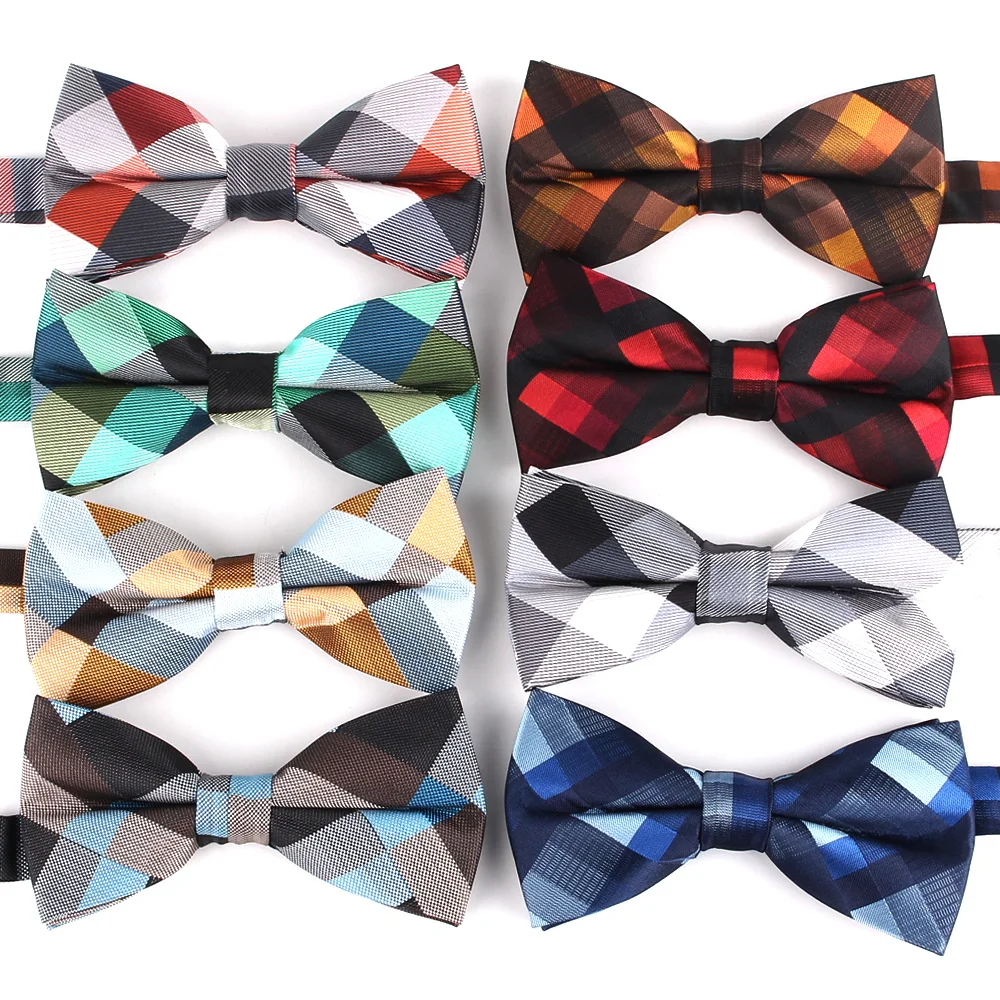 Suits Bow Ties For Men Polyester Cravats Fashion Adjustable Bowtie for Wedding Party Groom Butterfly Adult Plaid Bowties