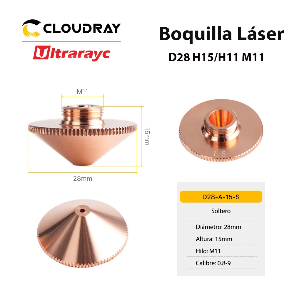 Cabezal de corte Ultrarayc, boquilla láser individual, doble capa cromada D28 H15 H11 M11 para cabezal de corte de fibra Precitec WSX