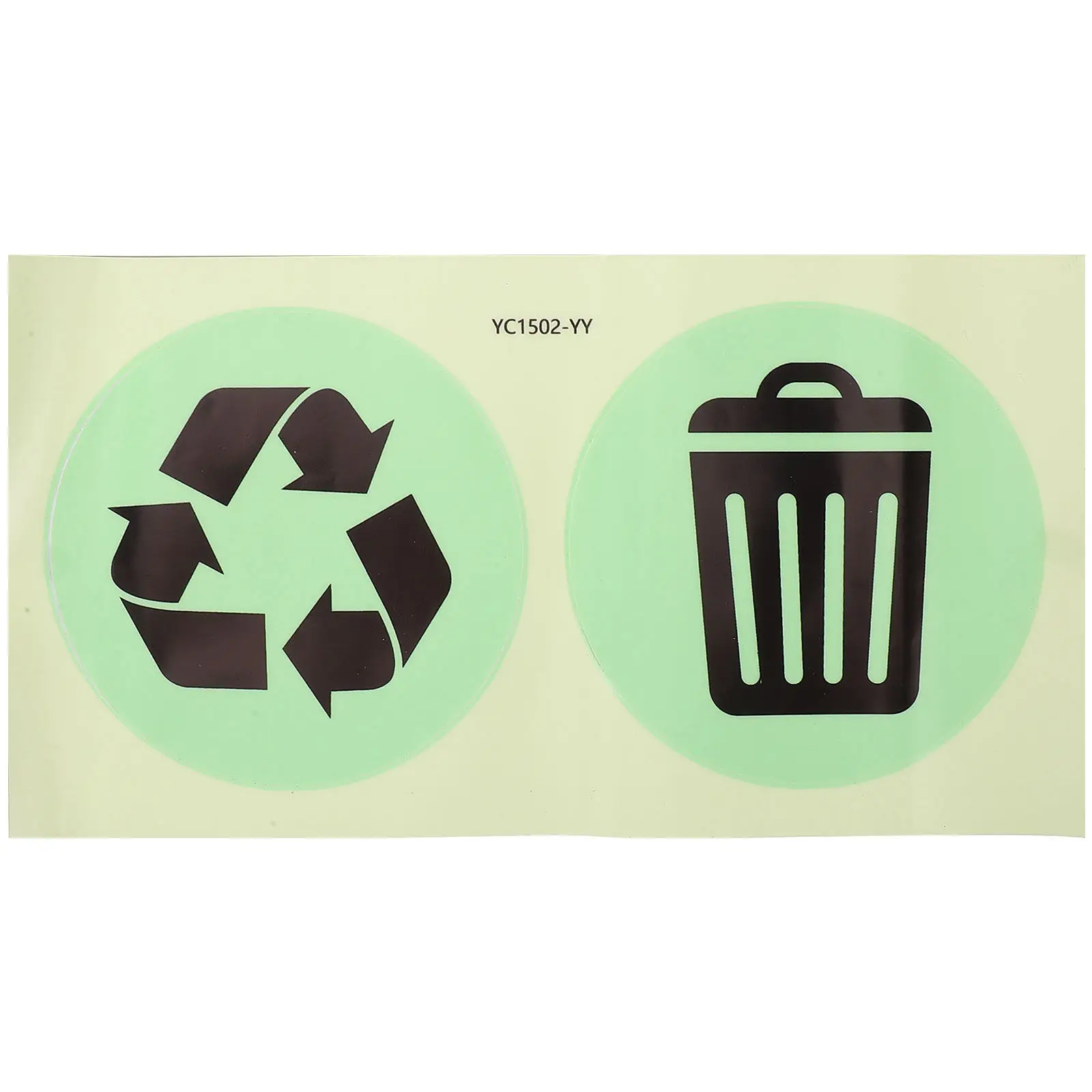 

1 Sheet Glow in Dark Trash Can Stickers PVC Recycling Labels for Home Office Yard Self-Adhesive Waste Sorting Decal