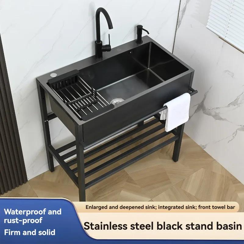 Floor Standing Stainless Steel Dishwashing Sink  A Multi-functional Sink  for Kitchen Balcony Laundry and Vegetable Washing