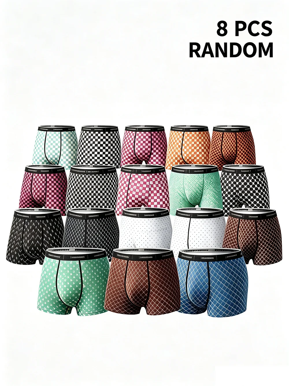 Random 8Pcs Variety Men's Ice Silk Boxer Briefs Seamless Soft Breathable Cool Summer Lightweight Trunks Underwear Pack