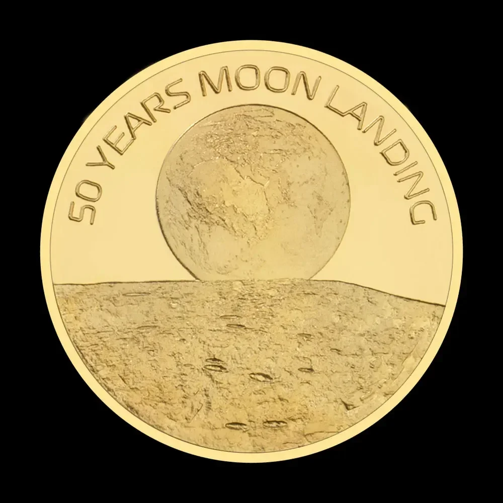 America 50 Years Anniversary of Moon Landing Silver Golden Plated Souvenir Coin Creative Gift  Collectible Coins