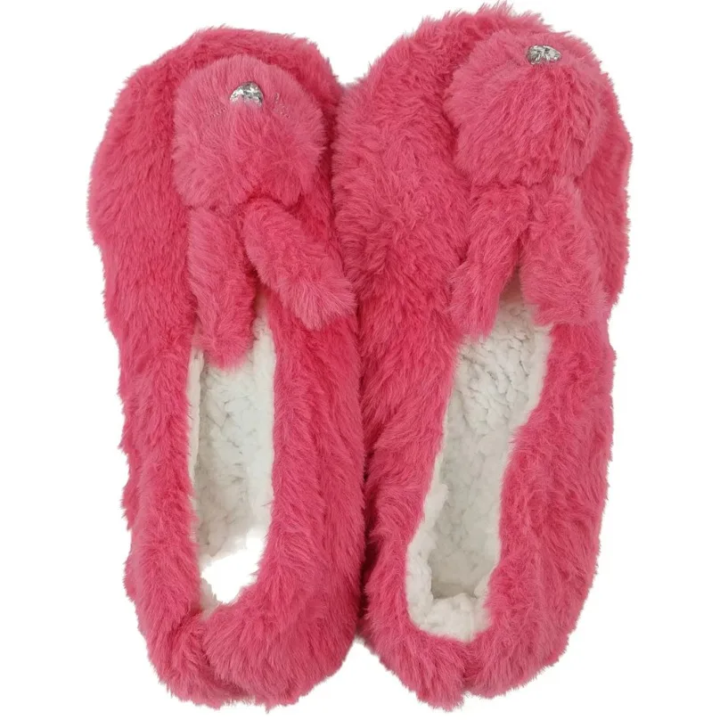 

House Fluffy Slipper Women Winter Fuzzy Rabbit Head Fur Contton Warm Plush Non Slip Grip Indoor Lazy Female Home Floor Shoe Room