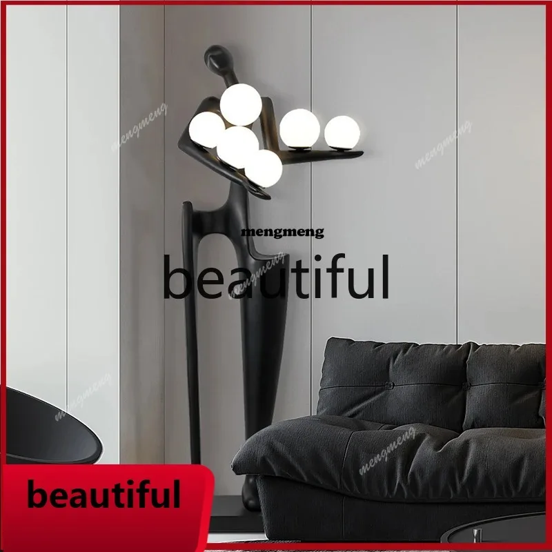 Figure, Floor Lamp Human Sculpture Creative Exhibition Hall Art Hotel Lobby Ornament  N