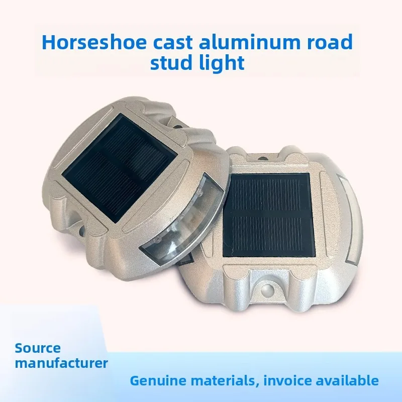Super Solar Powered Horseshoe Road Stud with LED Ground Guide Raised Pavement Marker Warning Light Cast Aluminum Reflective