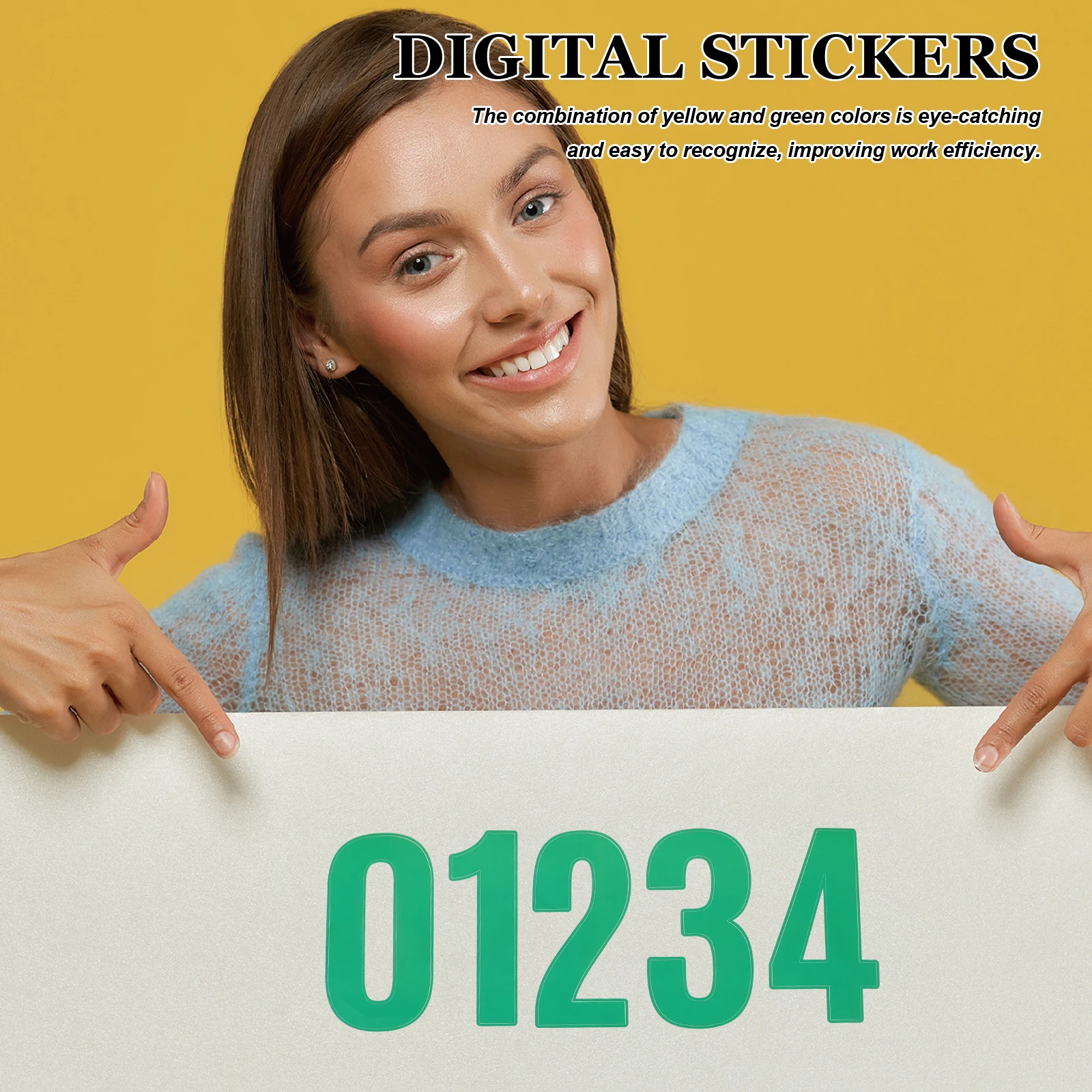 

4 Sheets 4 Inch Digital Stickers Reusable Adhesive Numbers Yellow Green Waterproof Mailbox Trash Can Door Locker Decal Outdoor