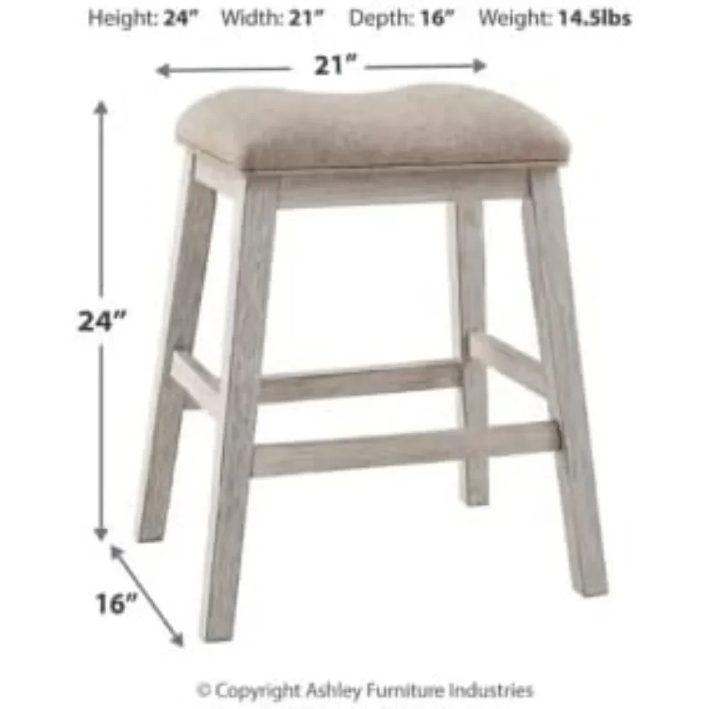 Skempton-Estofados Barstool, Modern Counter Altura, 24 polegadas, 2 Contagem