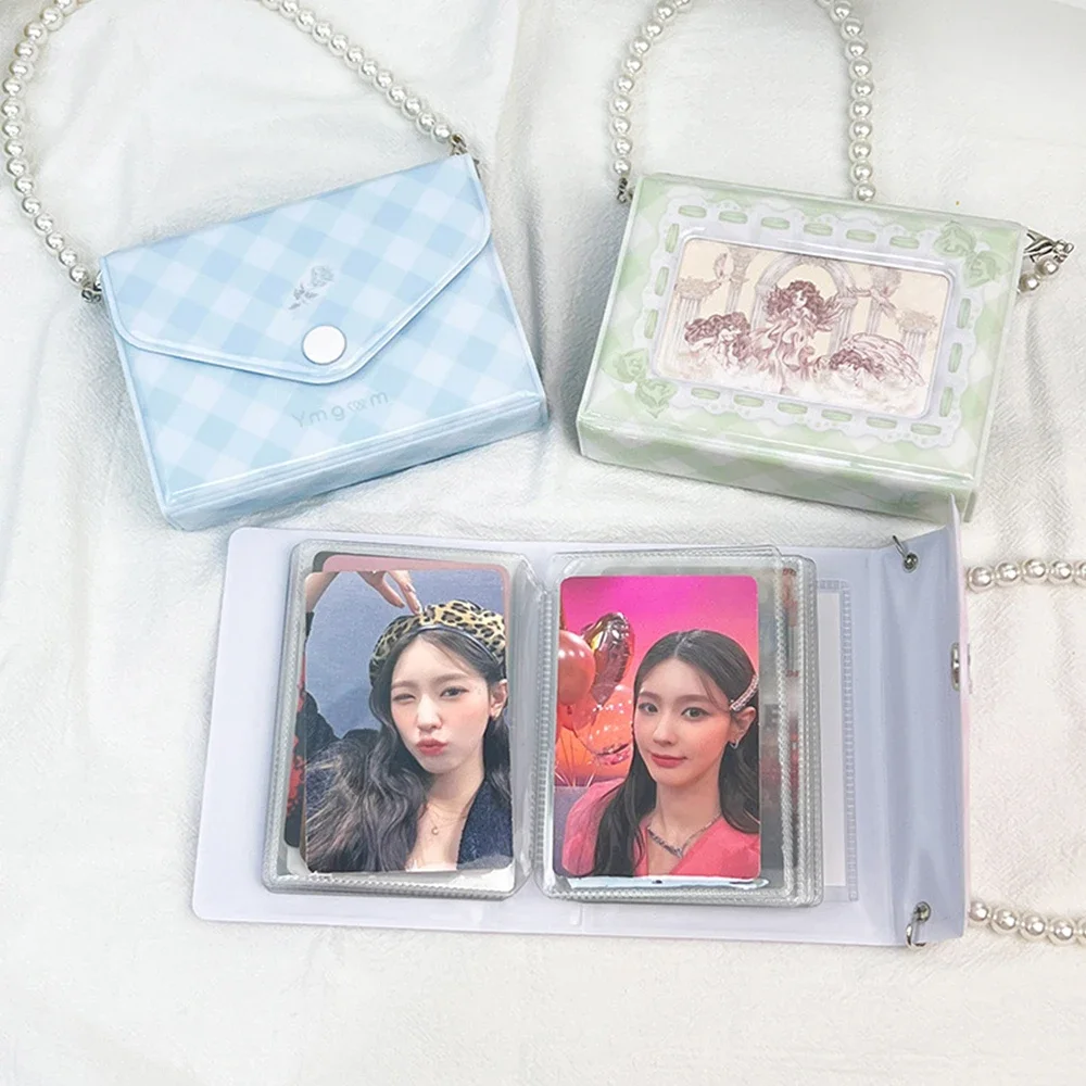 20 Pockets Portable Kawaii Photo Album Kpop Photocard Holder Korean Idol Picture Fotos Collector Book with Pearl Chain Handle