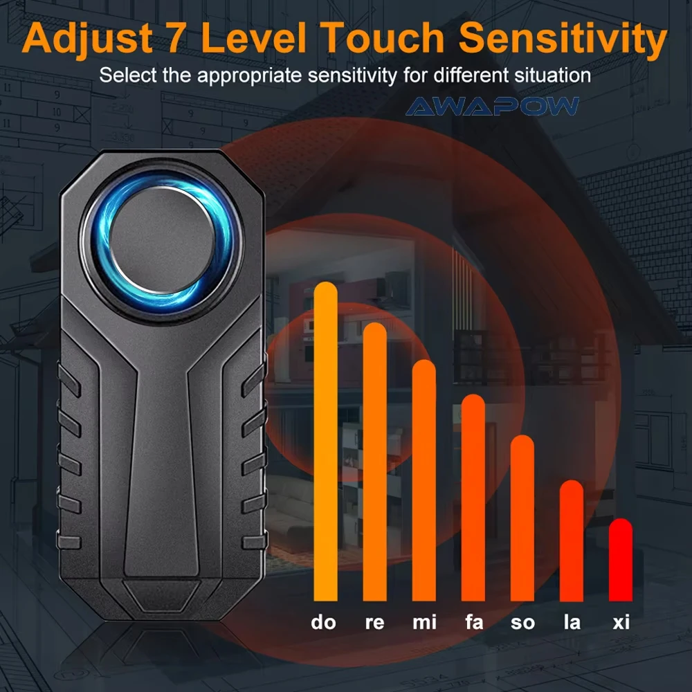 Awapow RV Alarm Anti Maling 113dB Alarm Sepeda Motor Kapal Remote Control Perlindungan Keamanan Mobil Tahan Air