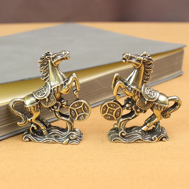 Brass Horse Ornaments Recruit Rice Into Treasure Crafts Home Living Room Tabletop Decoration Curio Feng Shui Festivals Gifts